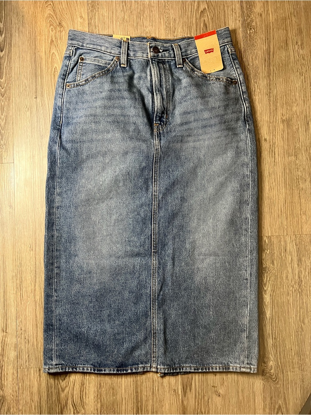 Levi's Midi Dark Blue Denim Long Jean Skirt - Size 28